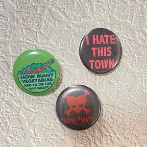 5 for $20!! Button Pins Set of 3 Quirky 1” Punk, Emo, Gothic